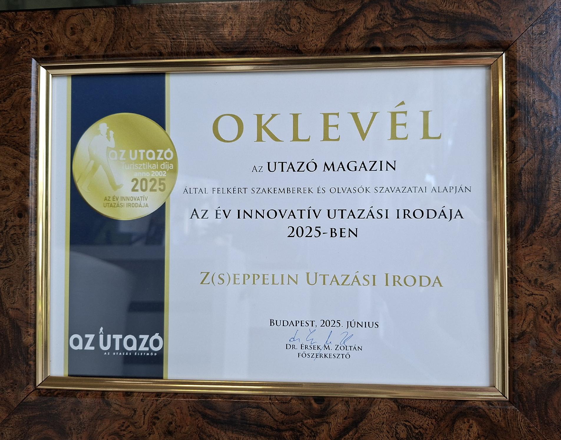 Az Utazó magazin idén is díjazta a legjobb turisztikai szolgáltatókat